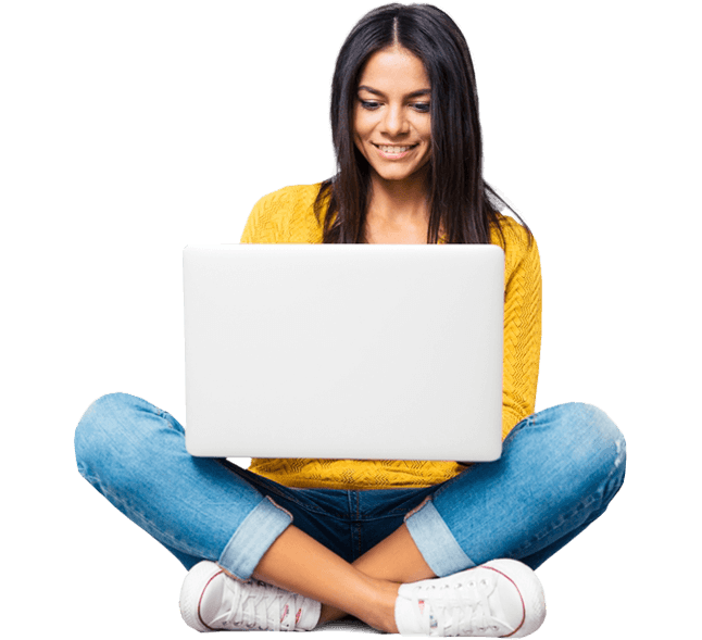 Student learning programming on laptop